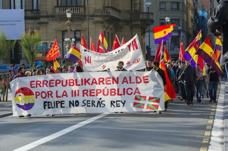Manifestación de colectivos republicanos en Donostia. (Gorka RUBIO/ARGAZKI PRESS)