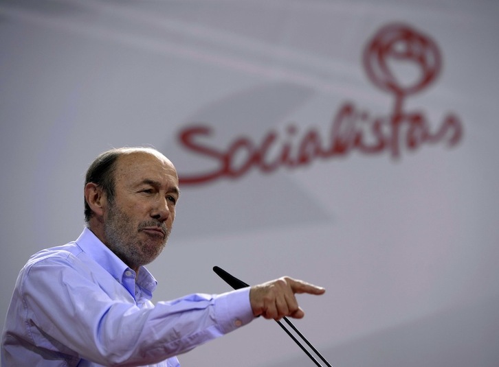 Alfredo Pérez Rubalcaba, durante la reciente campaña electoral. (Dani POZO / AFP PHOTO)
