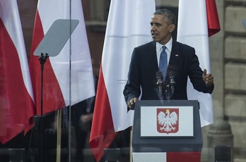 El presidente estadounidense, Barack Obama, durante un discurso en Polonia. (Fred DUFOUR/AFP PHOTO)