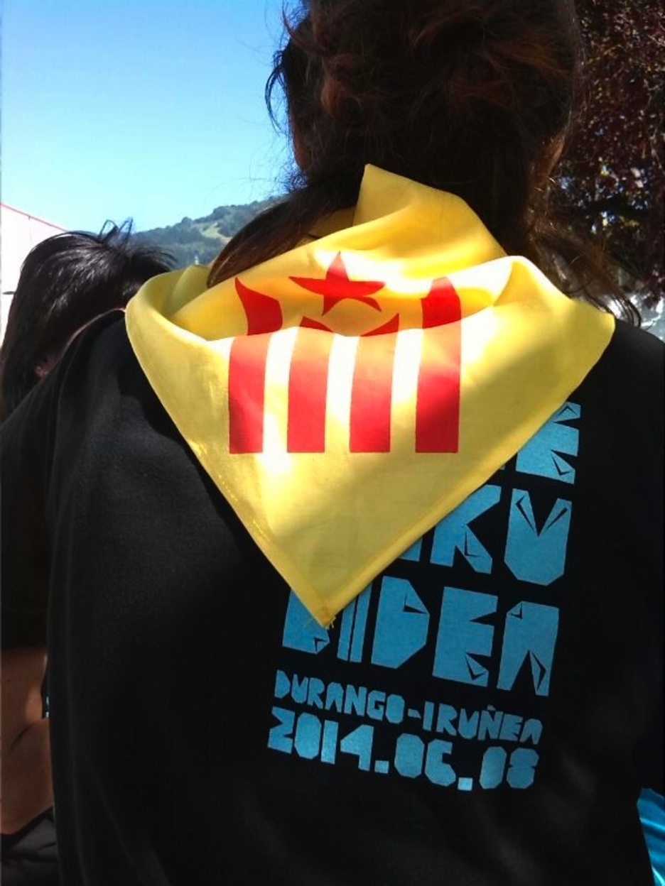Una persona en Lazkao, con una estelada independentista. (Oihana UGARTE) Una persona en Lazkao, con una estelada independentista. (Oihana UGARTE)