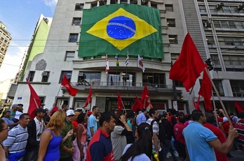 Protesta de los trabajadores del metro en Sao Paulo. (Nelson ALMEIDA/AFP PHOTO)