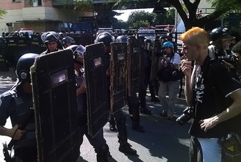 Cordón policial en las calles de Sao Paulo. (Laurent THOMET / AFP PHOTO) 