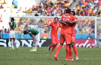 Holanda celebra el pase. (Damien MEYER / AFP)