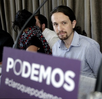 Comparecencia de Pablo Iglesias para valorar los resultados electorales. (J. DANAE/ARGAZKI PRESS)