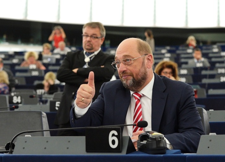 Martin Schulz, tras ser reelegido presidente del Parlamento Europeo. (Patrick HERTZOG/AFP) 