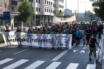La manifestación ha recorrido las calles céntricas de Iruñea. (Iñigo URIZ / ARGAZKI PRESS)