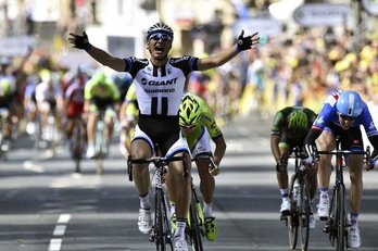 Marcel Kittel helmugan. (Lionel BONAVENTURE / AFP)