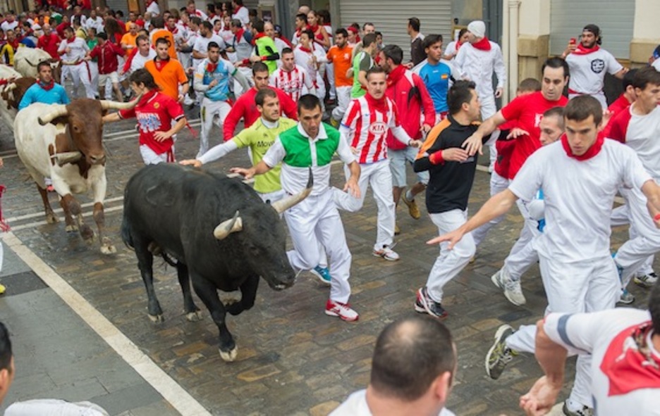 El encierro ha sido rápido, de dos minutos y medio. (Andoni CANELLADA/ARGAZKI PRESS) El encierro ha sido rápido, de dos minutos y medio. (Andoni CANELLADA/ARGAZKI PRESS)