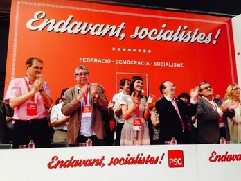 La nueva dirección del PSC, con Miquel Iceta (segundo por la derecha) como primer secretario. (PSC)
