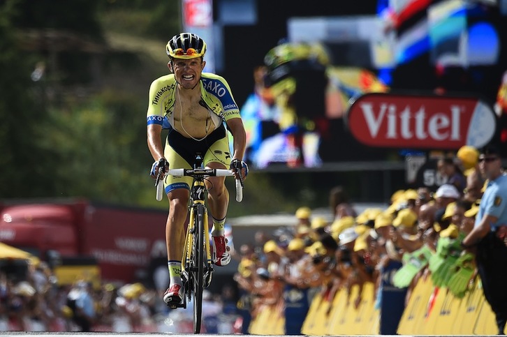 Rafal Majka, tras cruzar la línea de meta. (Eric FEFERBERG/AFP) 