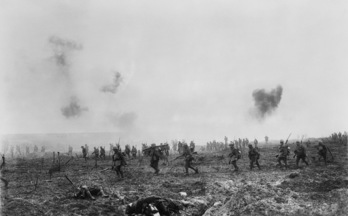 Escena del campo de batalla de la I Guerra Mundial. 
