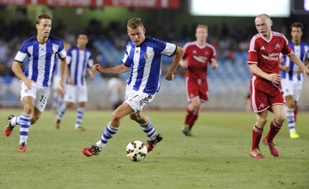 La Real se mostró muy superior en el encuentro de ida, disputado en Anoeta. (Jon URBE/ARGAZKI PRESS)