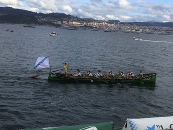 Hondarribia se ha impuesto en aguas de Moaña. (@actraineras)