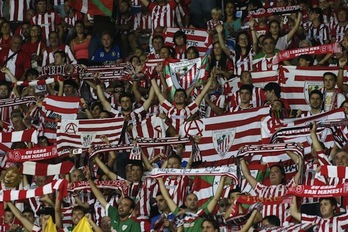 Muniain celebre el gol que adelantaba al Athletic. (Carlo HERMANN / AFP)