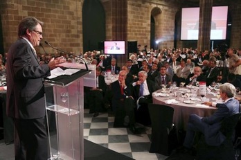 El president de Catalunya, Artur Mas, en su alocución ante el empresariado catalán. (@GOVERN)