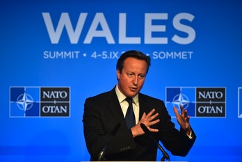 El primer ministro británico, David Cameron, en su intervención tras la cumbre de la OTAN en Gales. (Leon NEAL/AFP)