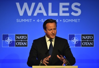 El primer ministro británico, David Cameron, durante la cumbre de la OTAN celebrada la semana pasada en Gales. (Leon NEAL/AFP)