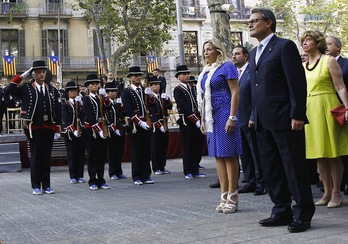 Mas, durante la ofrenda floral celebrada esta mañana en Barcelona. (Quique GARCÍA/AFP)