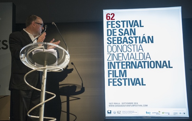 Jose Luis Rebordinos zuzendaria, Zinemaldiaren kartelaren aurkezpenean. (Jon URBE/ARGAZKI PRESS)