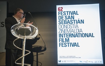 Jose Luis Rebordinos zuzendaria, Zinemaldiaren kartelaren aurkezpenean. (Jon URBE/ARGAZKI PRESS)