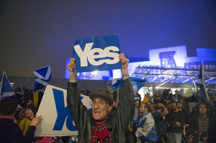 Movilización por el «sí» en Edimburgo. (Gorka RUBIO / ARGAZKI PRESS)