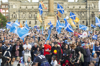 Baietzaren aldeko ekitaldia Glasgowen. (Gorka RUBIO/ARGAZKI PRESS)