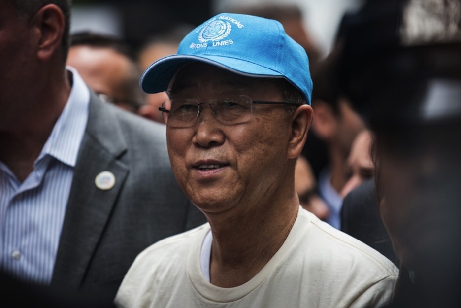 Ban Ki Moon New Yorkeko manifestazioan. ( Andrew Burton /AFP)