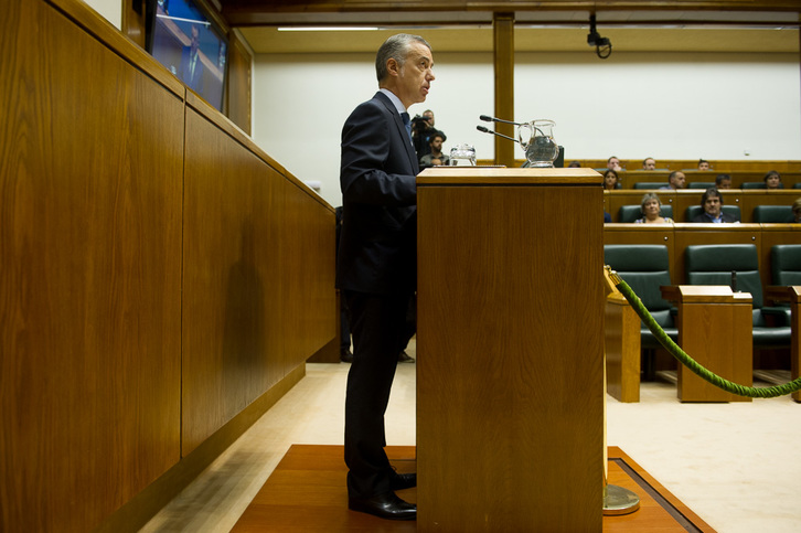 Iñigo Urkullu durante su intervención en Gasteiz. (Raúl BOGAJO / ARGAZKI PRESS)