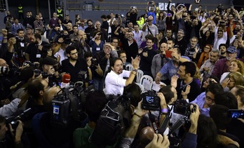 Imagen general de la asamblea de Podemos en Madrid. (Dani POZO / AFP)