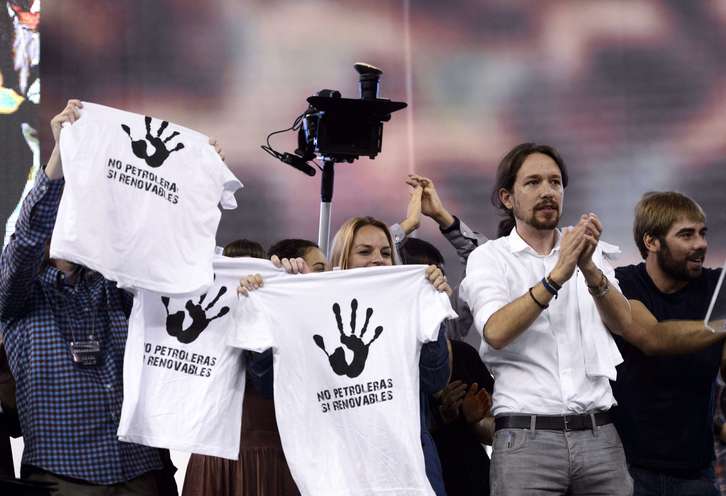 Pablo Iglesias en la Asamblea de Podemos. (Dani POZO / AFP)