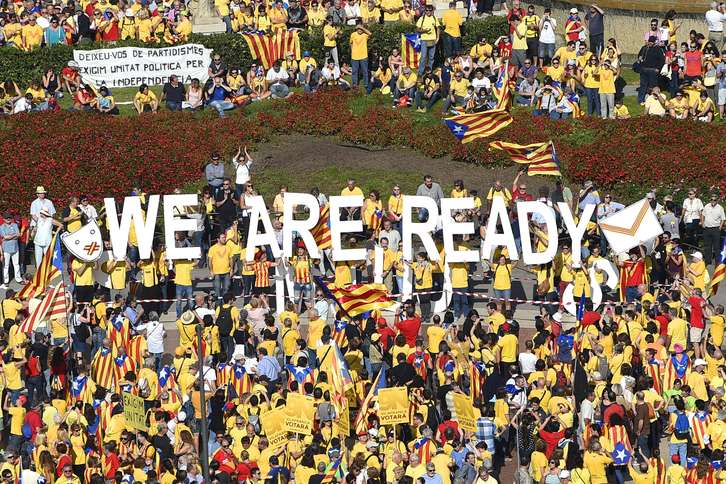 Acto celebrado este mediodía en Barcelona. (Lluis GENE / AFP)