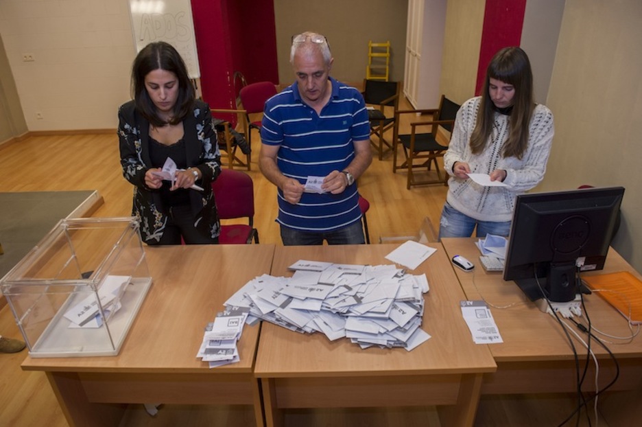 Hautestontziak itxita boz paperak zenbatzen. Hautestontziak itxita boz paperak zenbatzen.