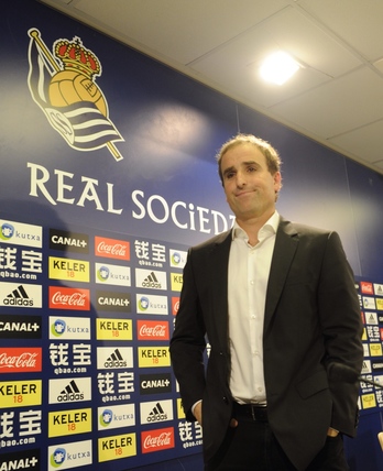 Jagoba Arrasate se ha despedido de la Real en una rueda de prensa en Donostia. (Jon URBE/ARGAZKI PRESS)