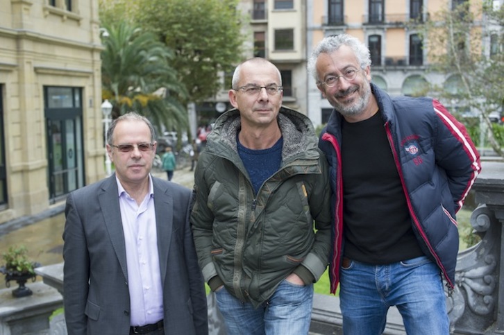 Norka Chiapuso, Thierry Malandain y Richard Coudray, en la presentación de ‘Soirée’. (Jon URBE/ARGAZKI PRESS)