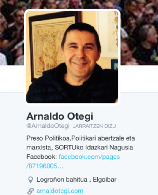 La cuenta de Twiter de Arnaldo Otegi cuenta con cerca de 45.000 seguidores.