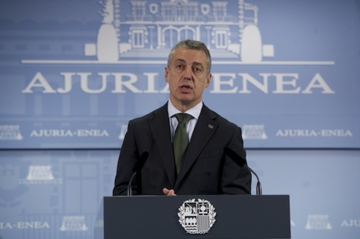 El lehendakari, Iñigo Urkullu, en una comparecencia anterior. (Raul BOGAJO/ARGAZKI PRESS)