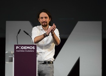 Pablo Iglesias, tras ser proclamado secretario general de Podemos. (Dani POZO/AFP) 