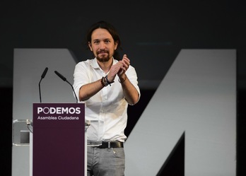 Pablo Iglesias, tras ser proclamado secretario general de Podemos. (Dani POZO/AFP)