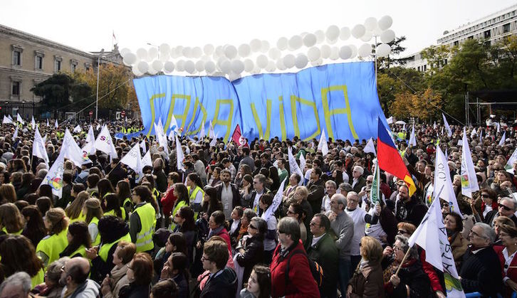 Manifestación de este mediodía en Madrid. (Dani POZO /AFP)