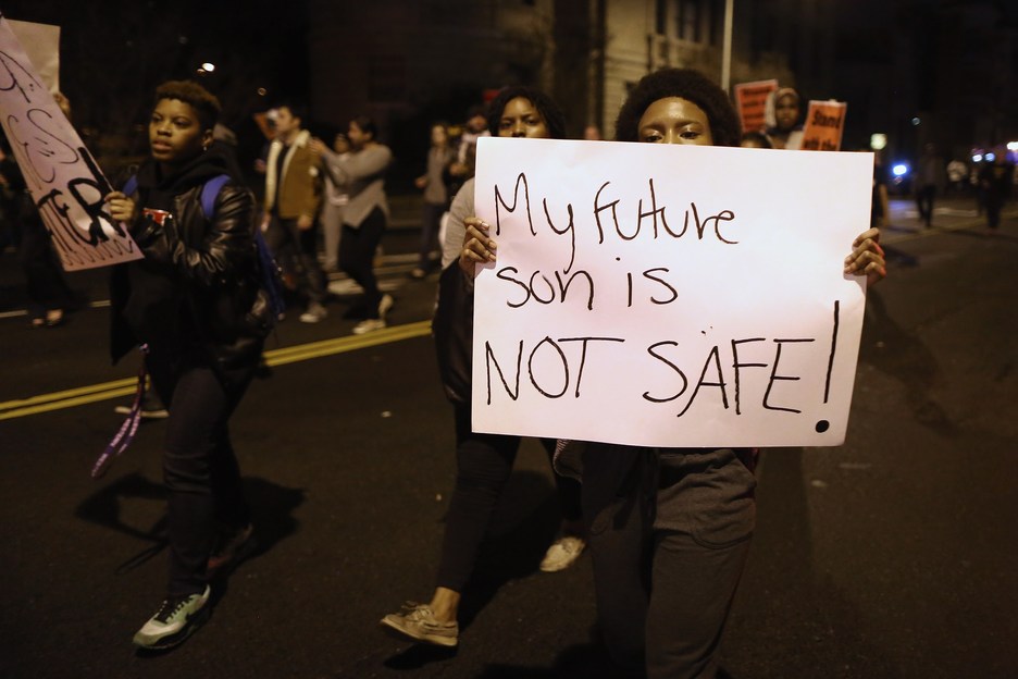 «El futuro de mi hijo no es seguro», en Washington. (Chip SOMODEVILLA / AFP)