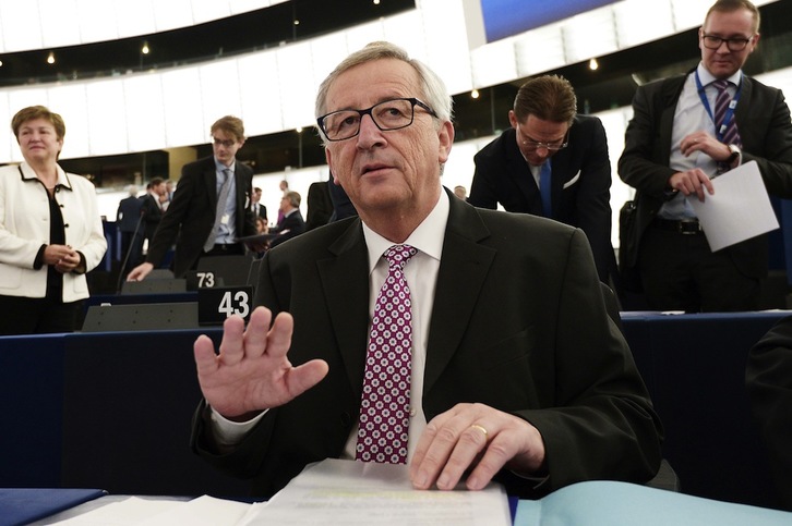 Jean-Claude Juncker, durante el pleno de la Eurocámara. (Frederick FLORIN / AFP)