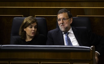 Sáenz de Santamaría y Rajoy, en una comparecencia anterior (Dani POZO /AFP)