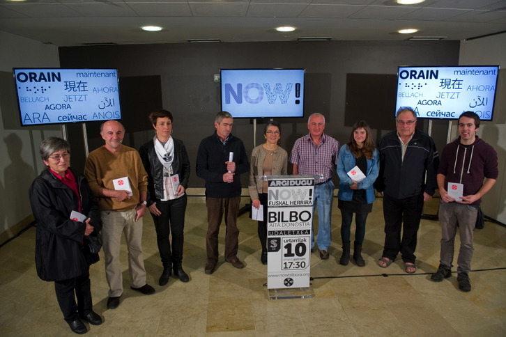 Urtarrilaren 10eko manifestazioaren xehetasunen aurkezpenean aurpegi ezagunak izan dira. (Juan Carlos RUIZ/ARGAZKI PRESS)