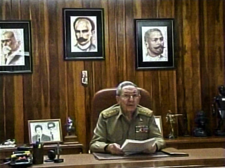 Raul Castro, durante la comparecencia de esta tarde. (AFP)