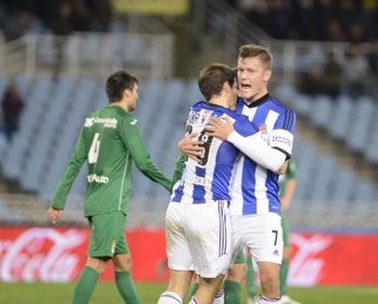 Finnbogason ha logrado hoy sus dos primeros goles. (Gorka RUBIO/ARGAZKI PRESS)