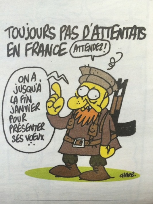 La última caricatura firmada por Charb en la revista ‘Charlie Hebdo’.