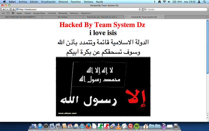 Página web hackeada del Ayuntamiento de Lesaka. (@albertopradilla)