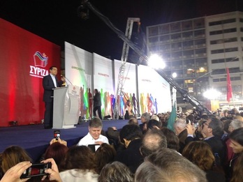 Tsipras, durante su intervención de este jueves en Atenas. (Josu–Juaristi)