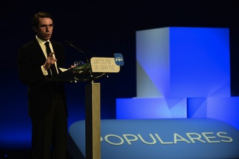 JOsé María Aznar, durante su discurso en la Convención del PP. (Javier SORIANO / AFP) 