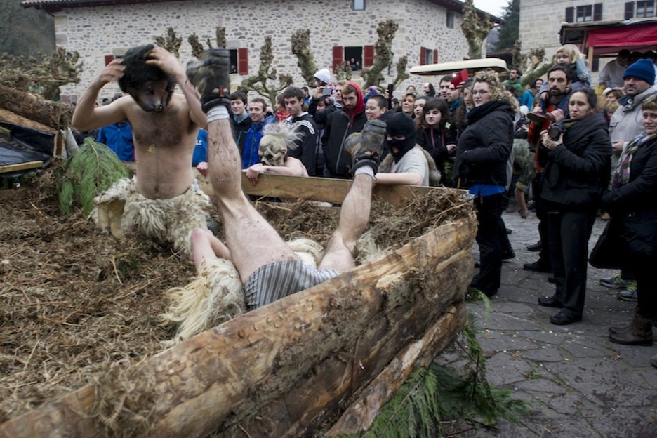 Revolcándose en helecho seco. (Iñigo URIZ / ARGAZKI PRESS)